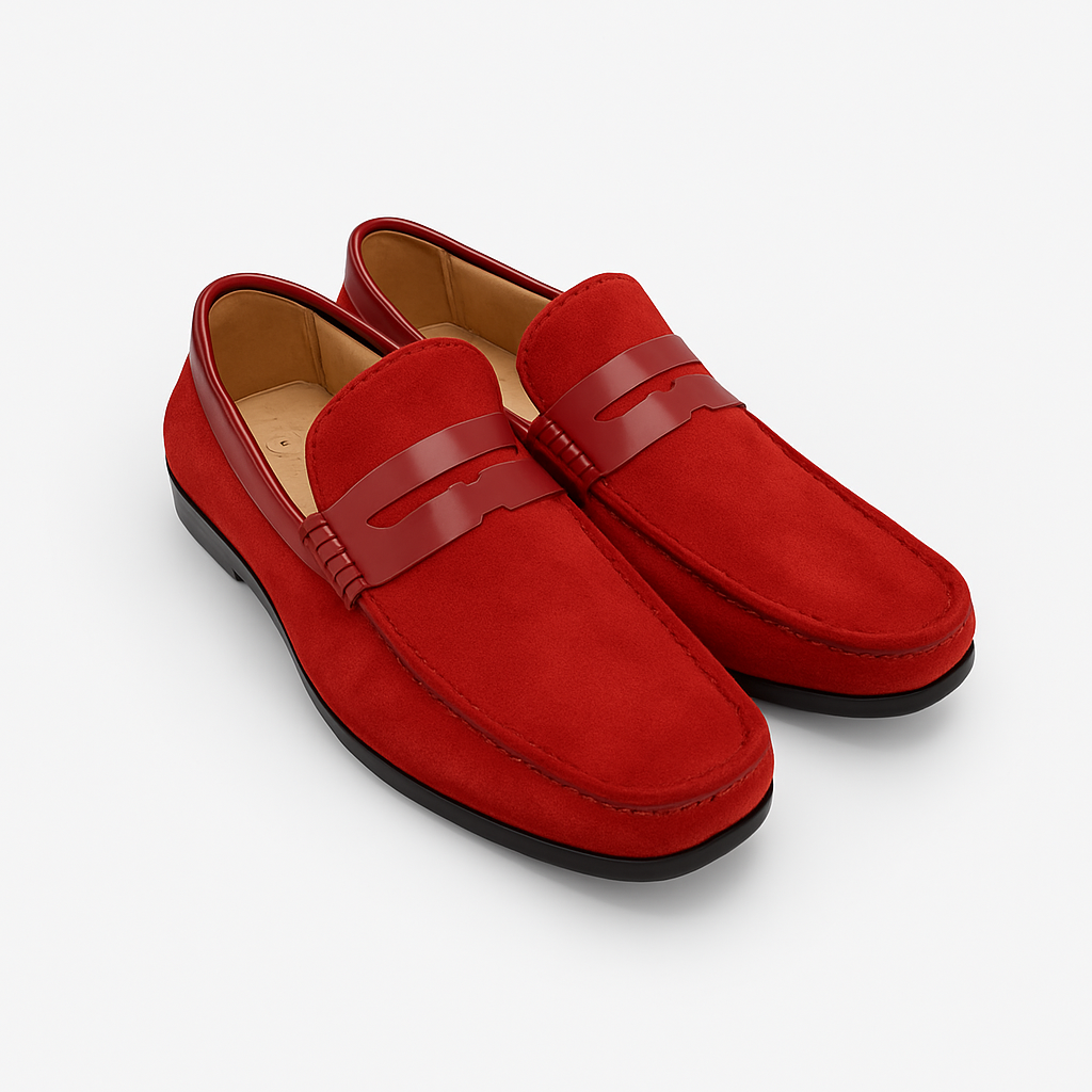 Calzoleria Toscana Zula Red Italian Suede Loafers – Handcrafted in Italy