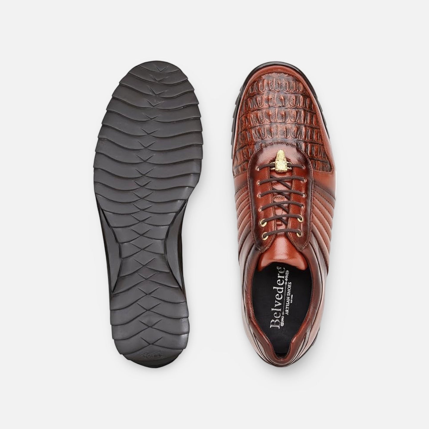 Belvedere Men’s Astor 33599 Sneaker Antique Sport – Genuine Hornback Caiman Crocodile