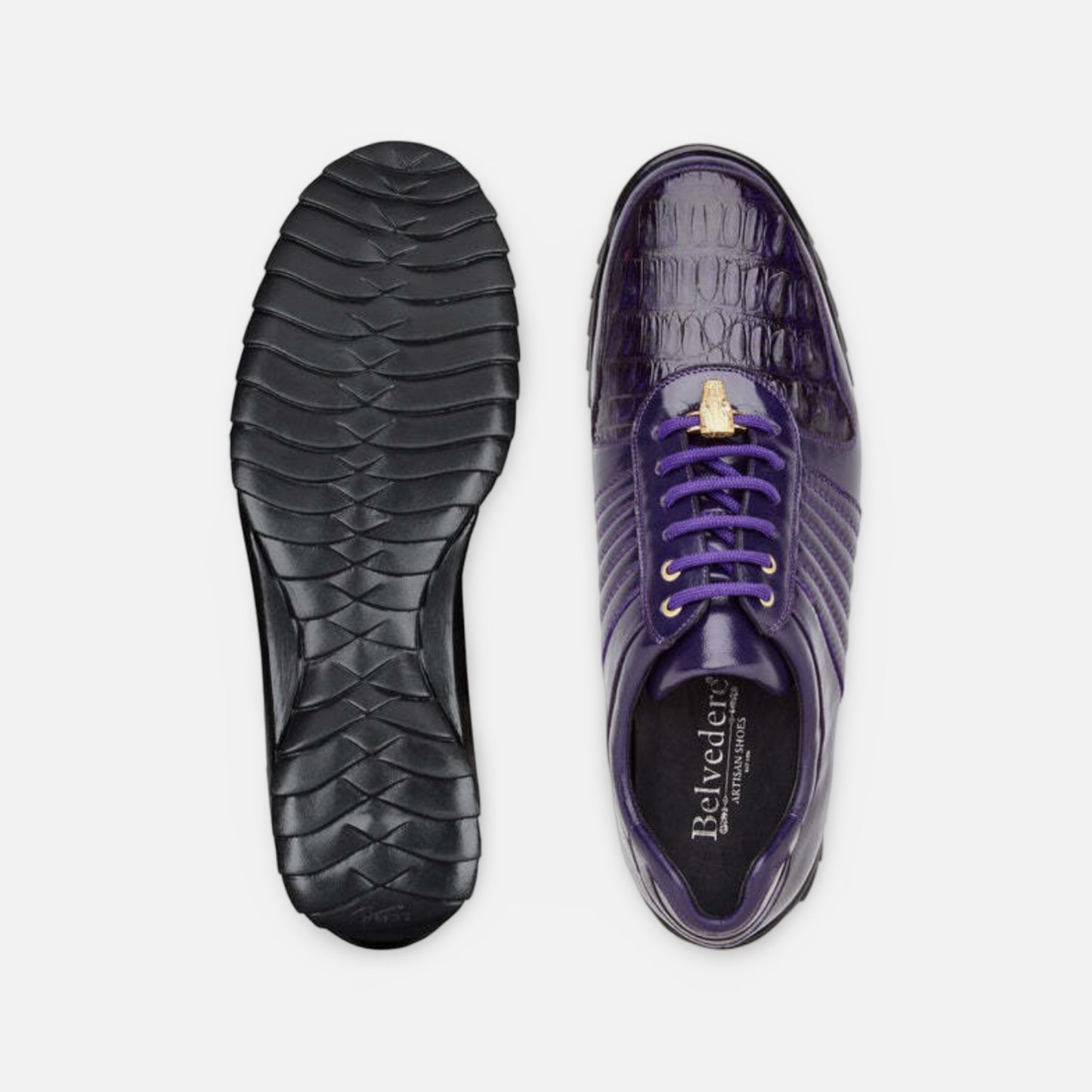 Belvedere Men’s Astor 33599 Sneaker Purple Caiman Sneakers | Last Pair | Size 10