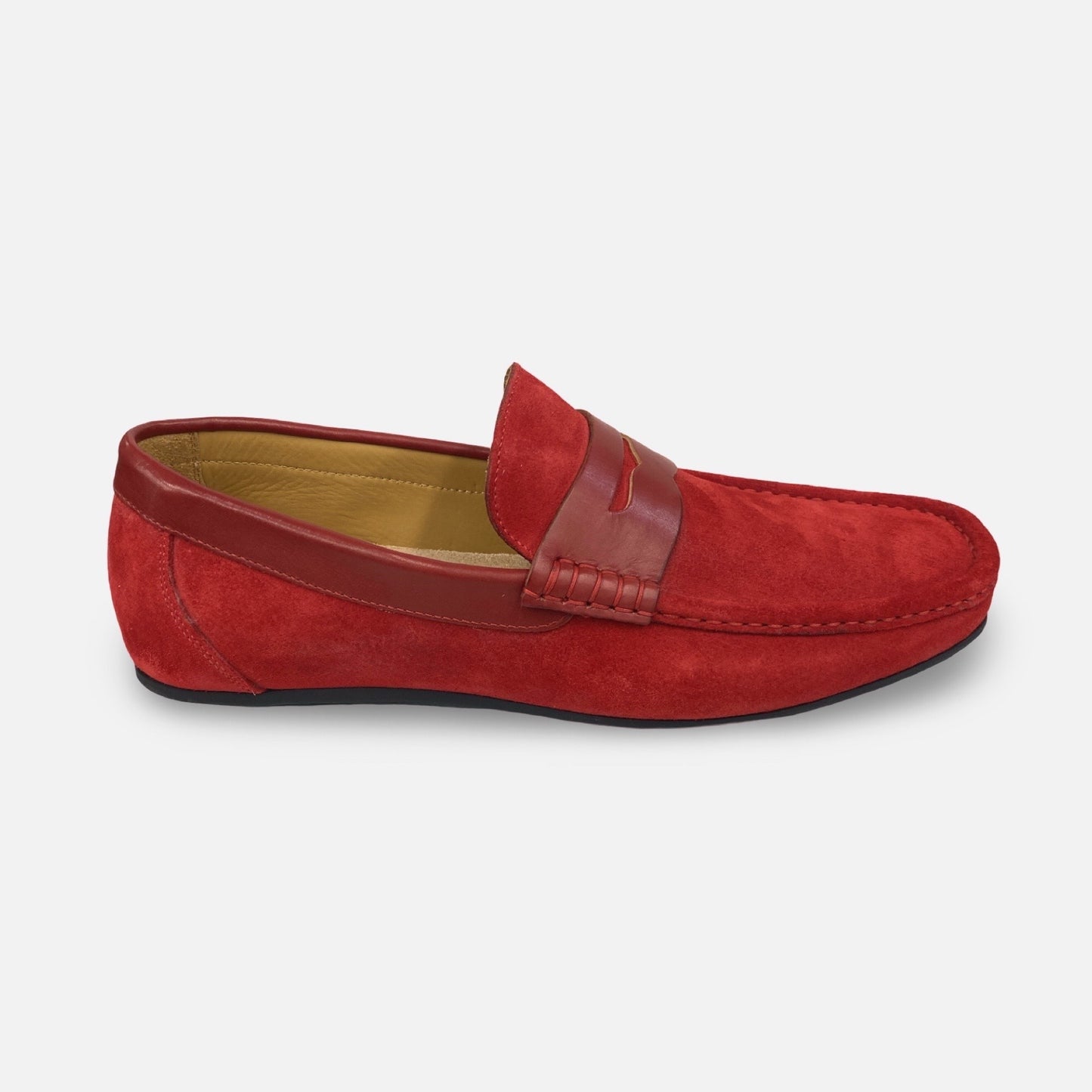 Calzoleria Toscana Zula Red Italian Suede Loafers – Handcrafted in Italy