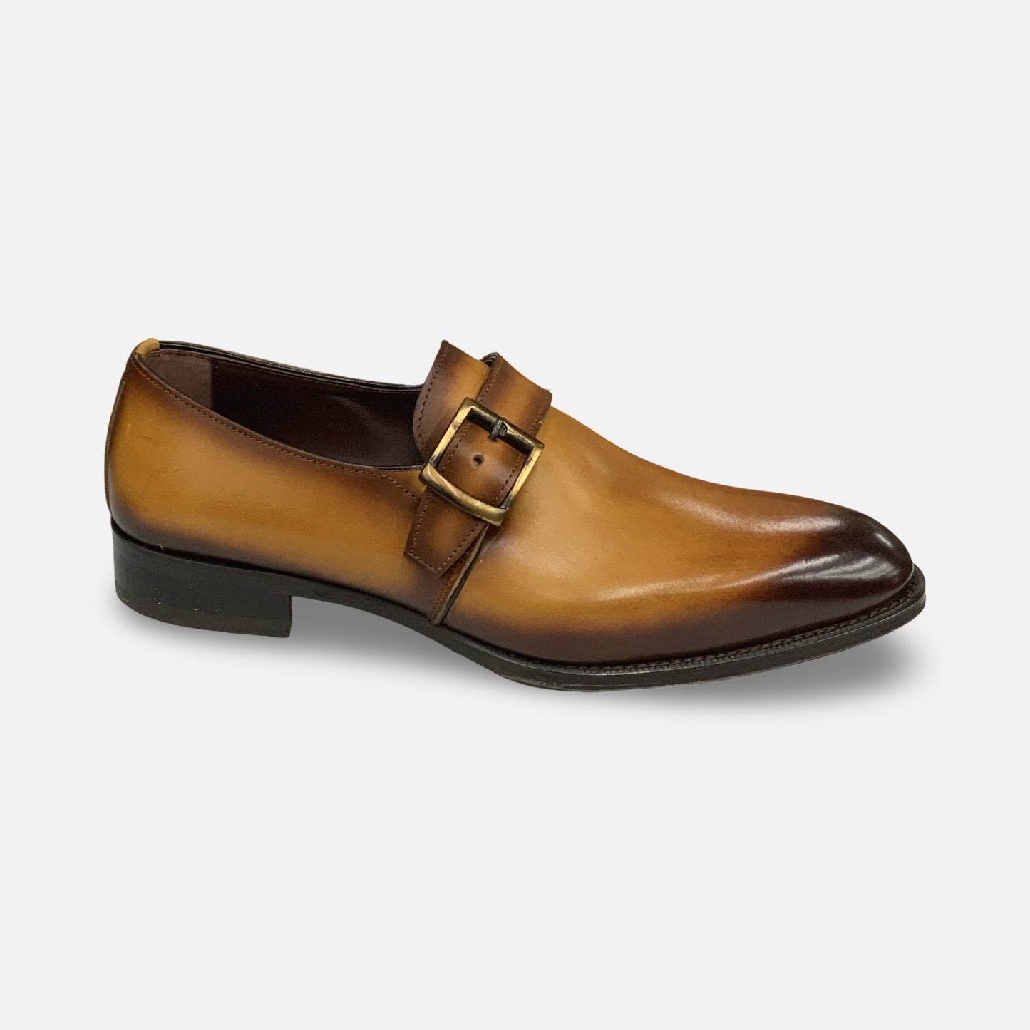 La Ferra Men’s Handmade Italian Single Monk Strap Dress Shoe