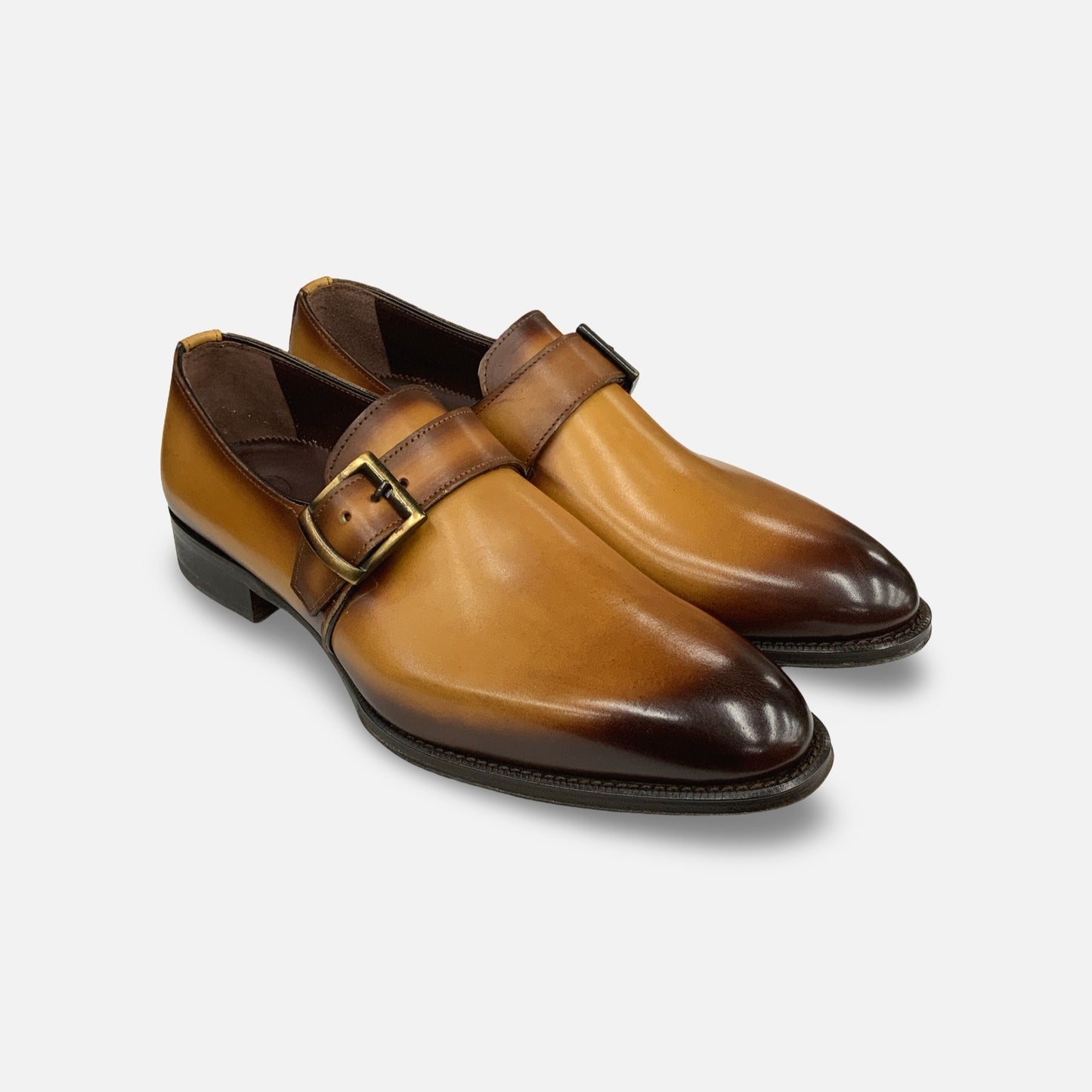 La Ferra Men’s Handmade Italian Single Monk Strap Dress Shoe