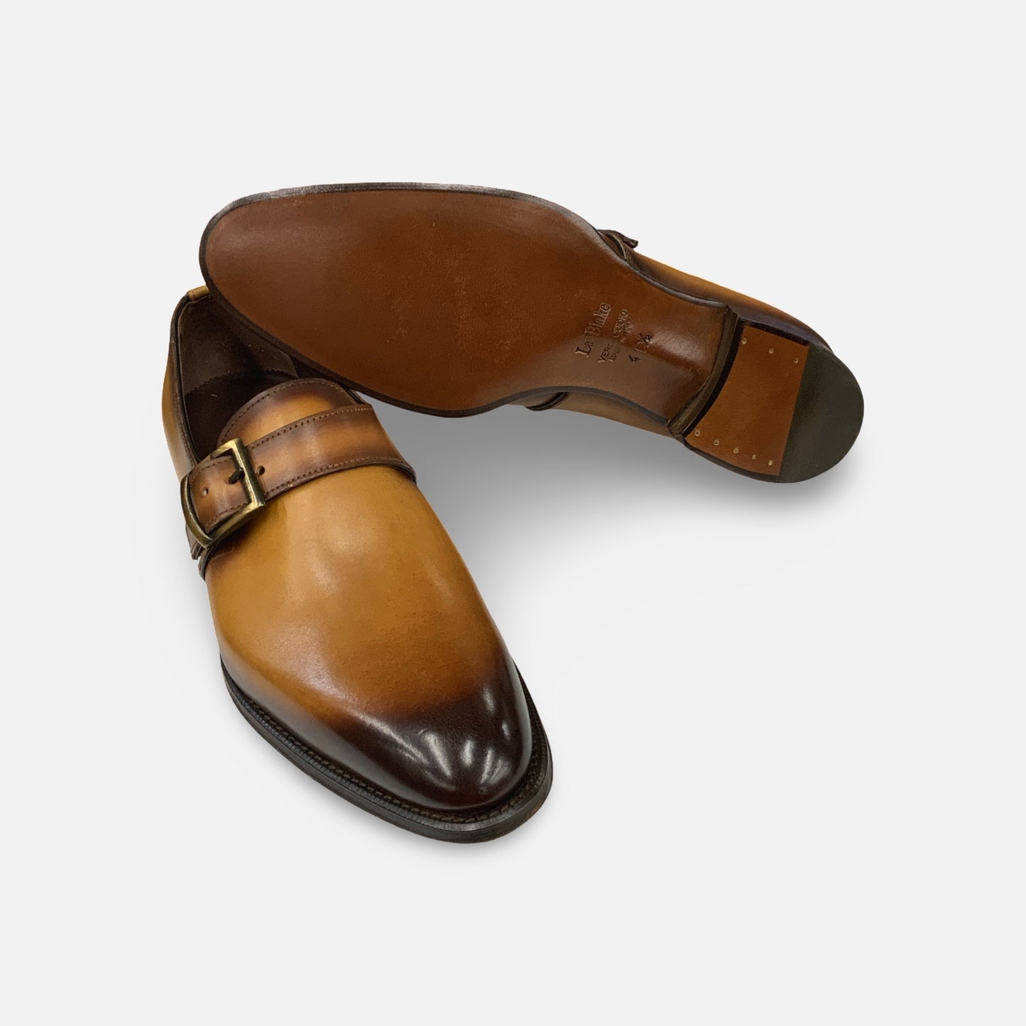 La Ferra Men’s Handmade Italian Single Monk Strap Dress Shoe