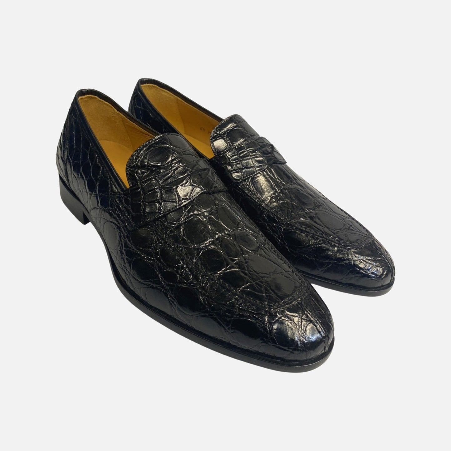 Mens loafer crocodile apron toe shoe