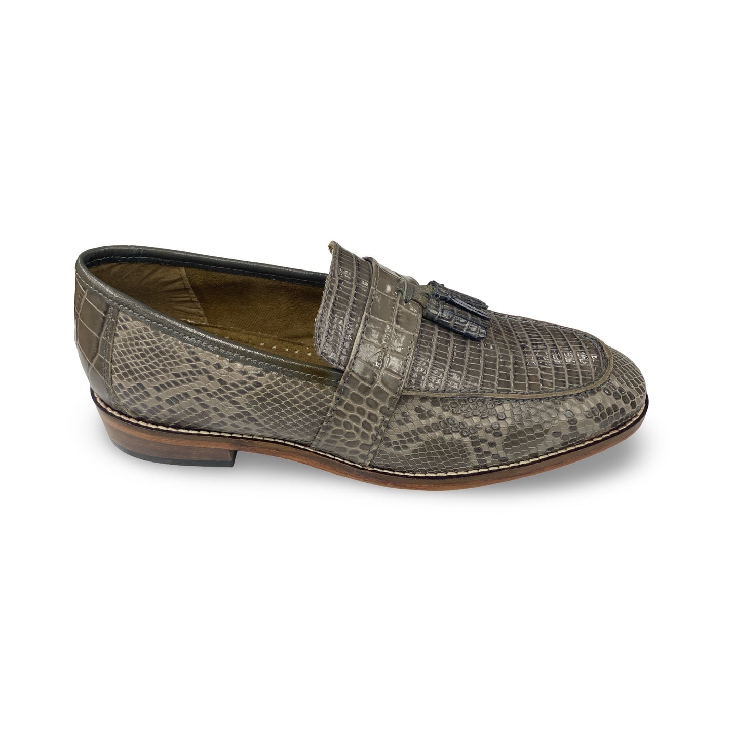 Stacy Adams Pacetti Leather Sole Moc Toe Tassel Slip-On – Gray
