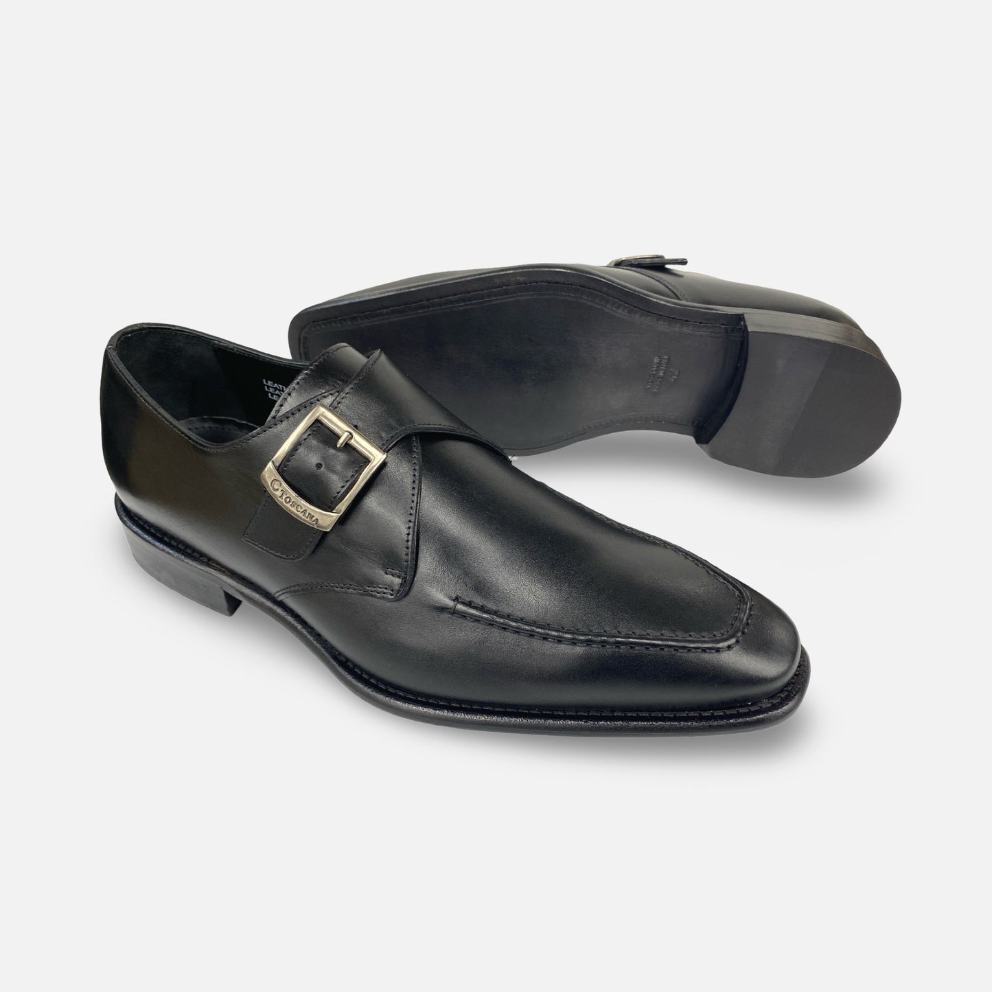 Calzoleria Toscana Black Single Monk Strap – Handmade Italian Leather Dress Shoe