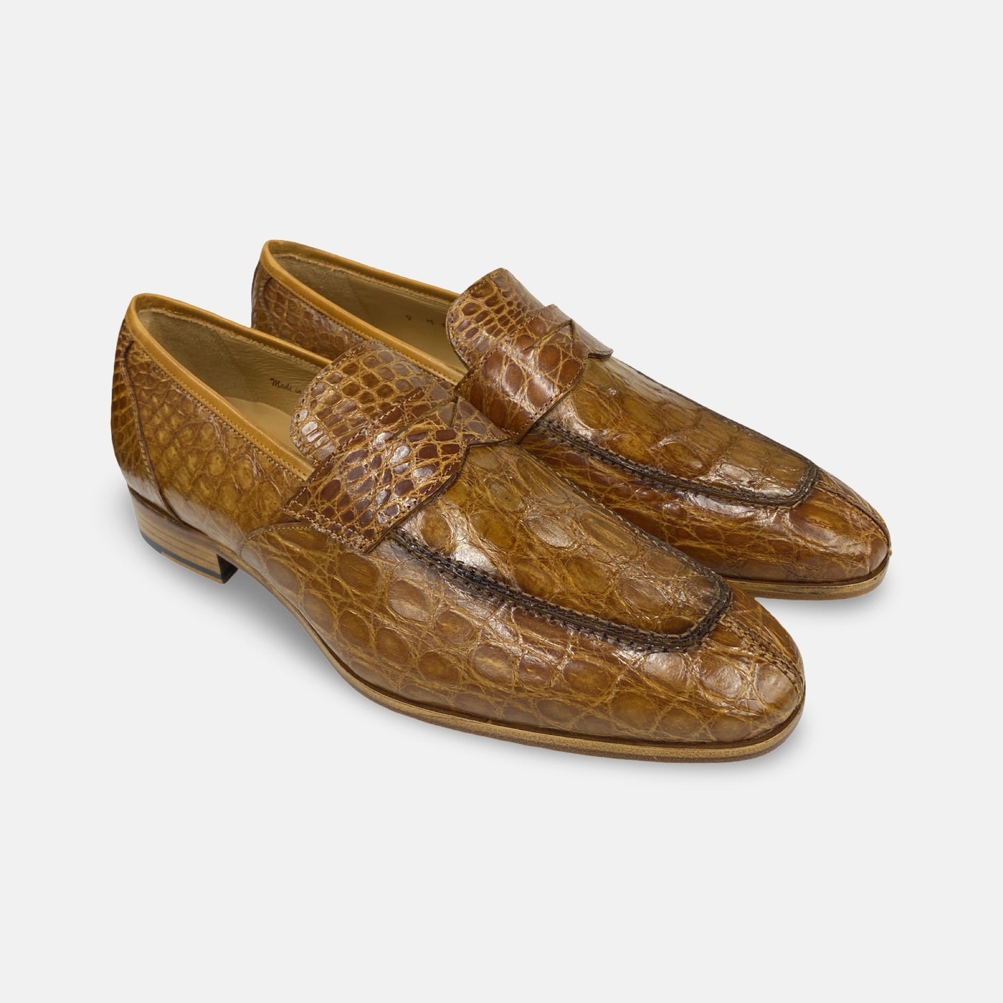 Mezlan Camel Genuine Crocodile Penny Loafer - (Style 4993-C)