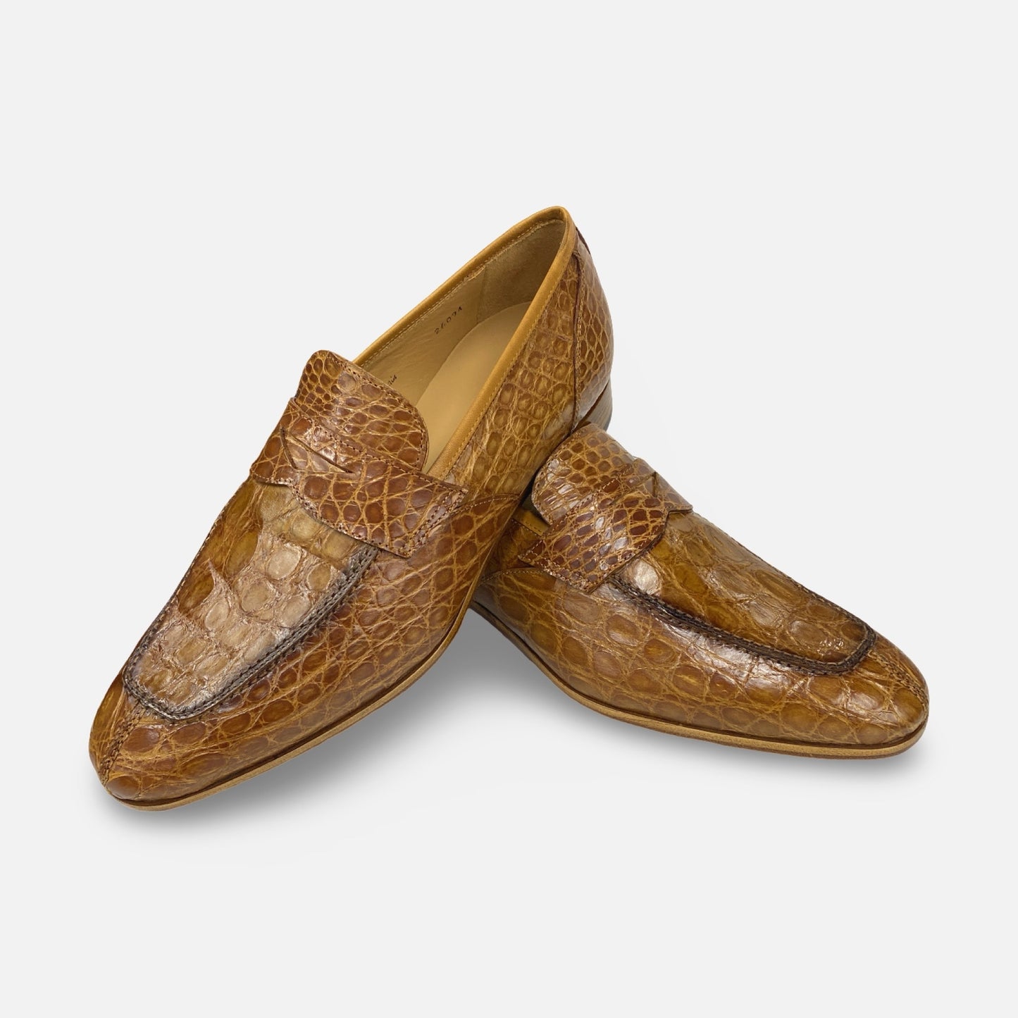 Mezlan Camel Genuine Crocodile Penny Loafer - (Style 4993-C)