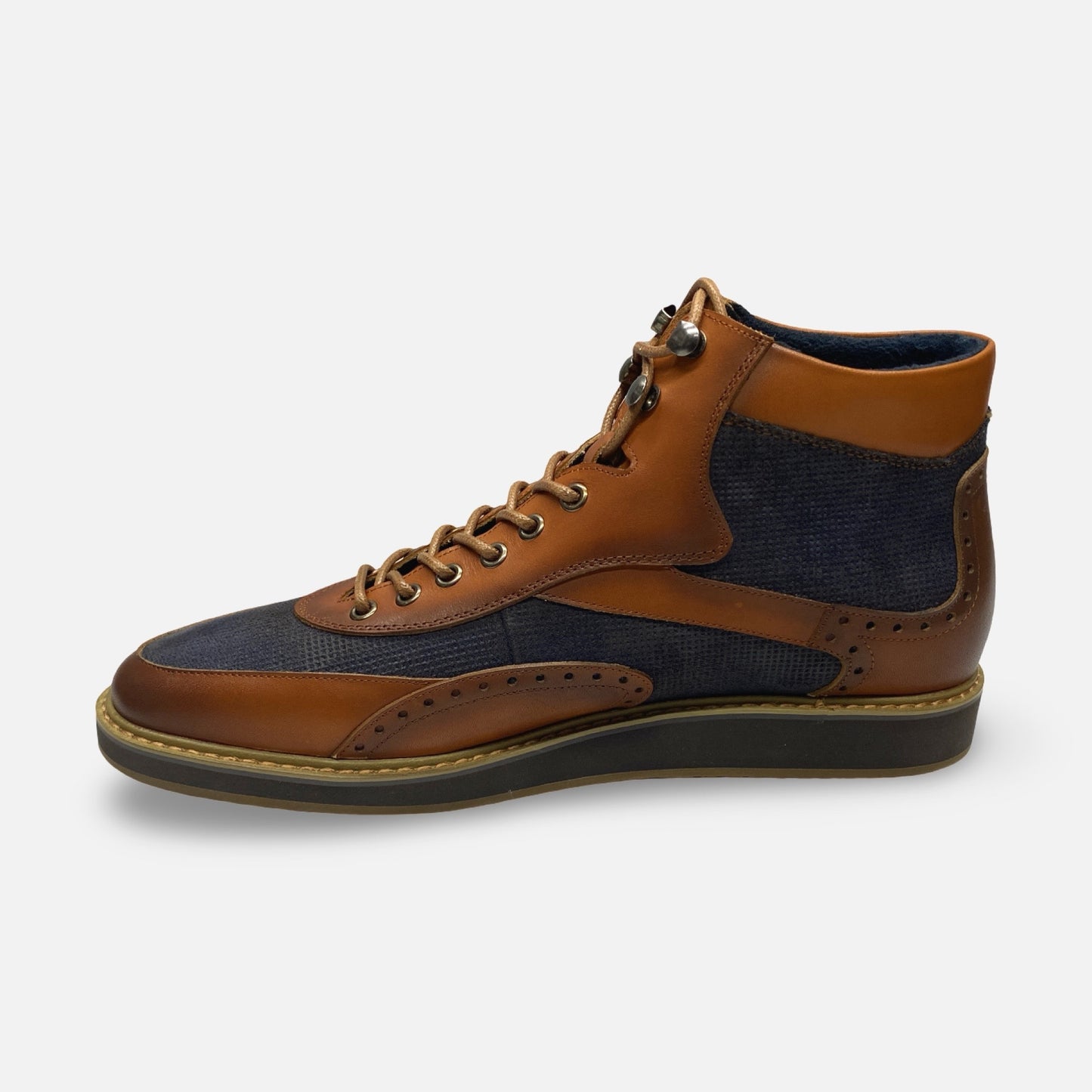 Giovanni “Jonathan” Men’s Leather Dress Boot – Tan/Navy (Clearance, Last Pairs)