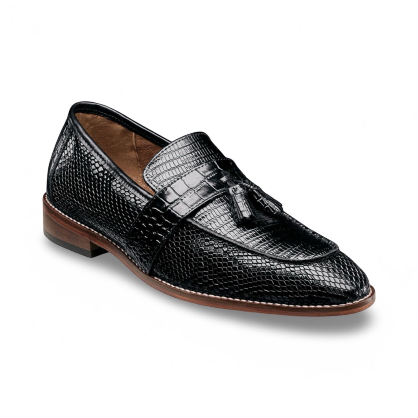 Stacy Adams Pacetti Leather Sole Moc Toe Tassel Slip-On – Black