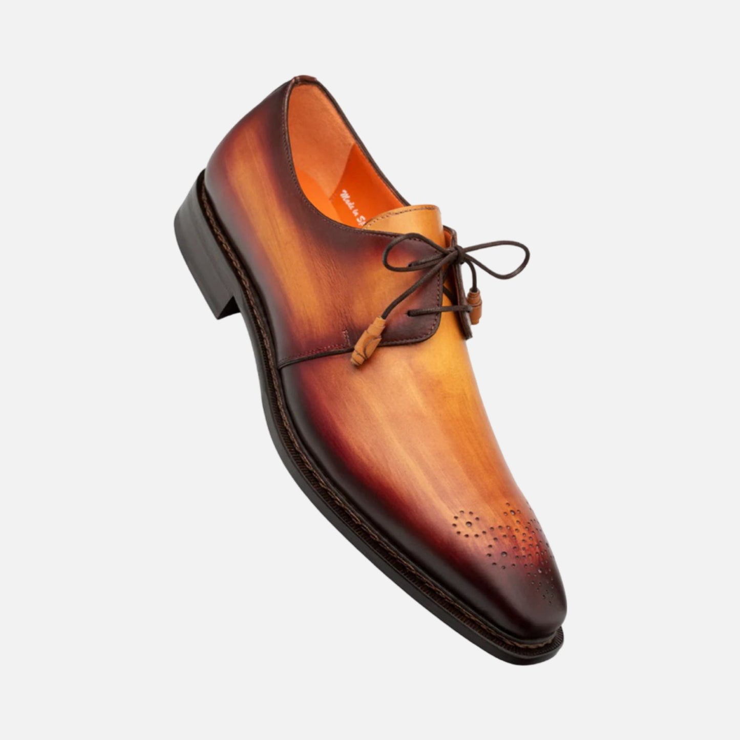 Burnished toe shoe