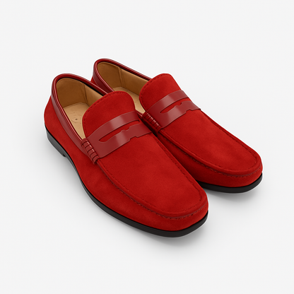 Calzoleria Toscana Zula Red Italian Suede Loafers – Handcrafted in Italy