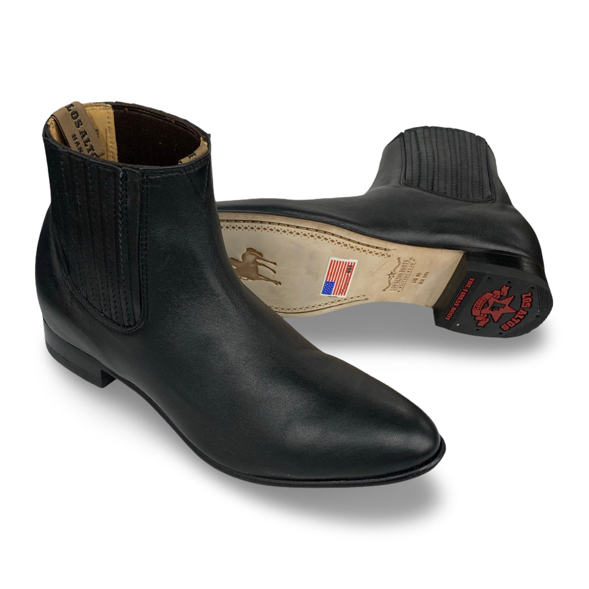 Mens Los Altos Charro Short Boots Deerskin Black