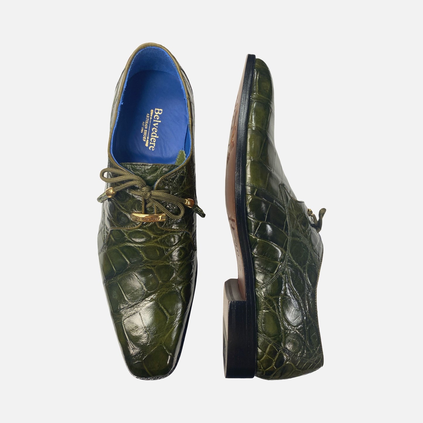 Belvedere Olive Green Alligator Shoes