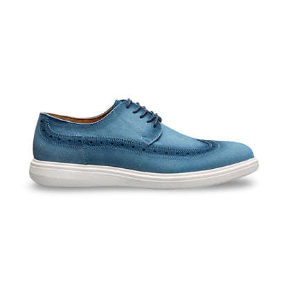 Stacy Adams Trudell Blue Stacy Adams Trudell Wingtip Lace-Up Suede Shoe