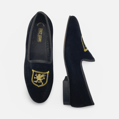 Stacy Adams Black Velvet Tux Shoe with Gold Emblem Viva