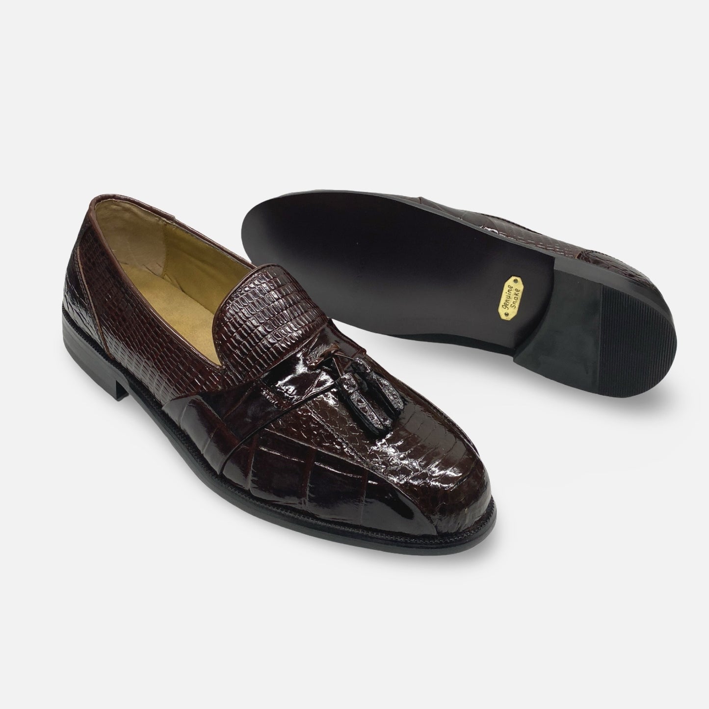 Stacy Adams Alberto Cognac Tassel Loafer Genuine Snake