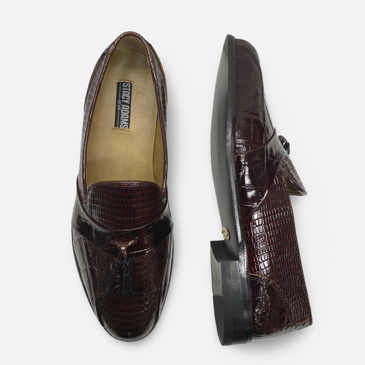 Stacy Adams Alberto Cognac Tassel Loafer Genuine Snake