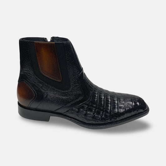 Mens Belvedere Genuine Caiman Crocodile Boot "Monte" Side Zip