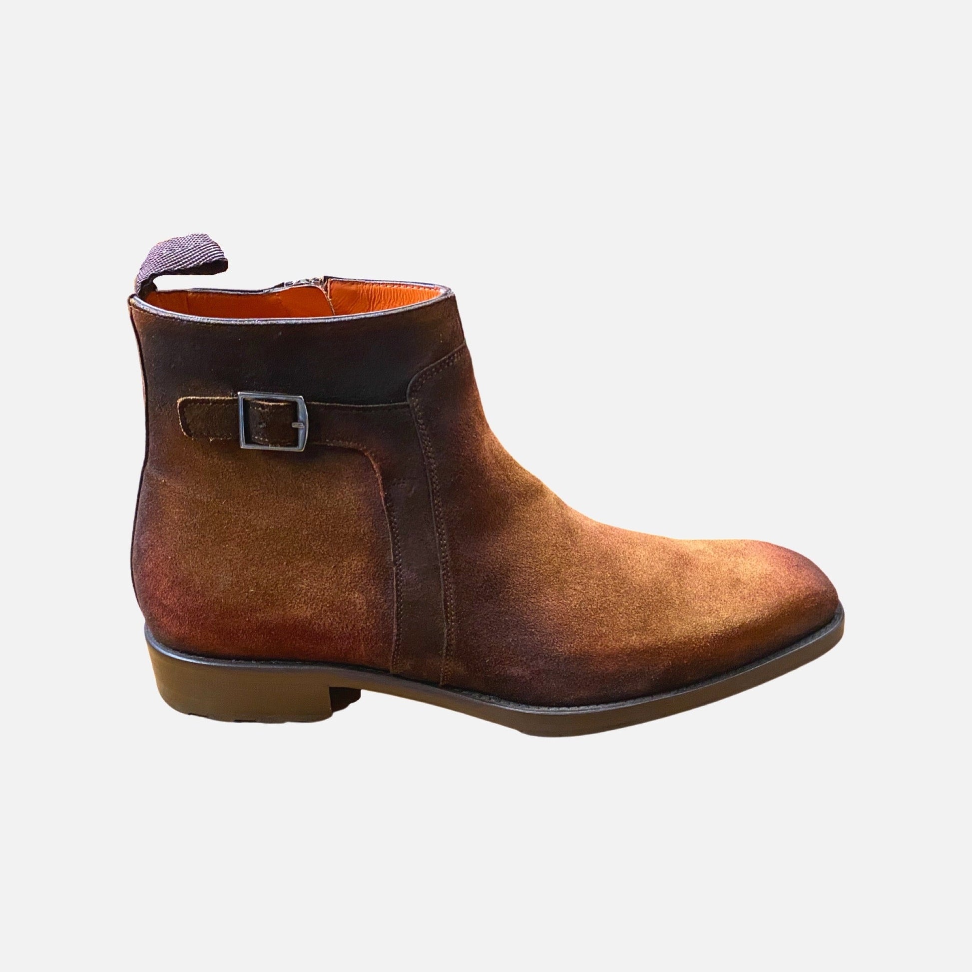 Mezlan Suede ankle boot with side zip Tan