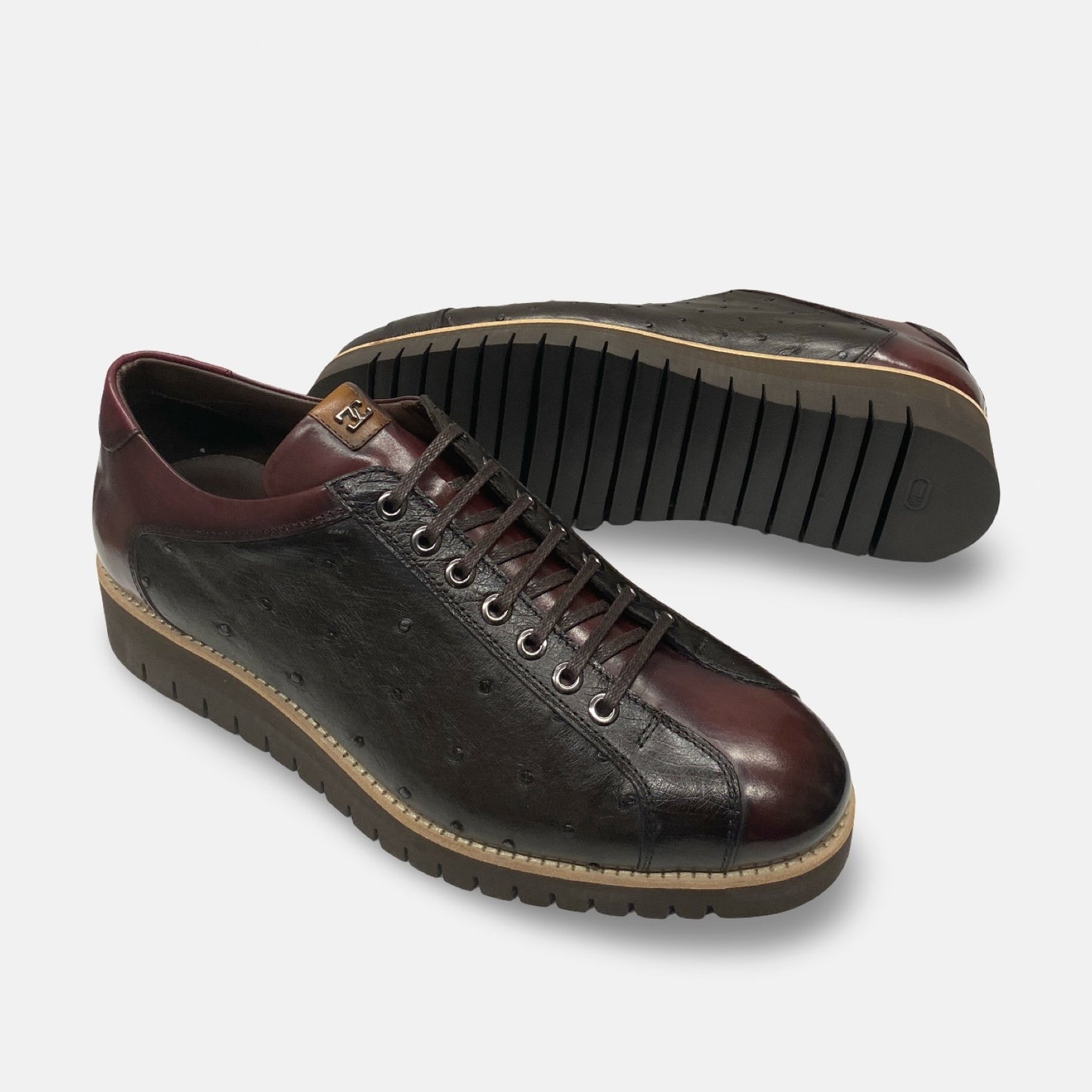 Men’s Corrente Ostrich Leather Sneaker – Brown