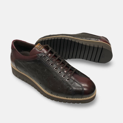 Men’s Corrente Ostrich Leather Sneaker – Brown