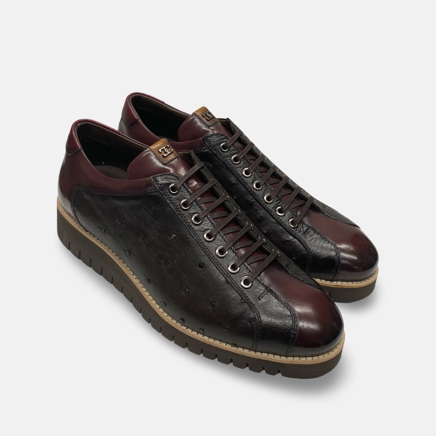 Men’s Corrente Ostrich Leather Sneaker – Brown