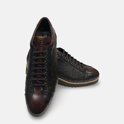 Men’s Corrente Ostrich Leather Sneaker – Brown