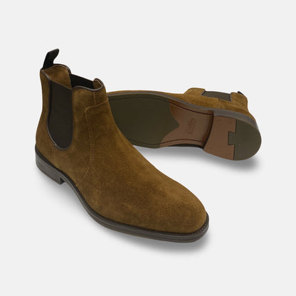 Johnston & murphy Suede Chelsea Boot "Meade" Dark Tan