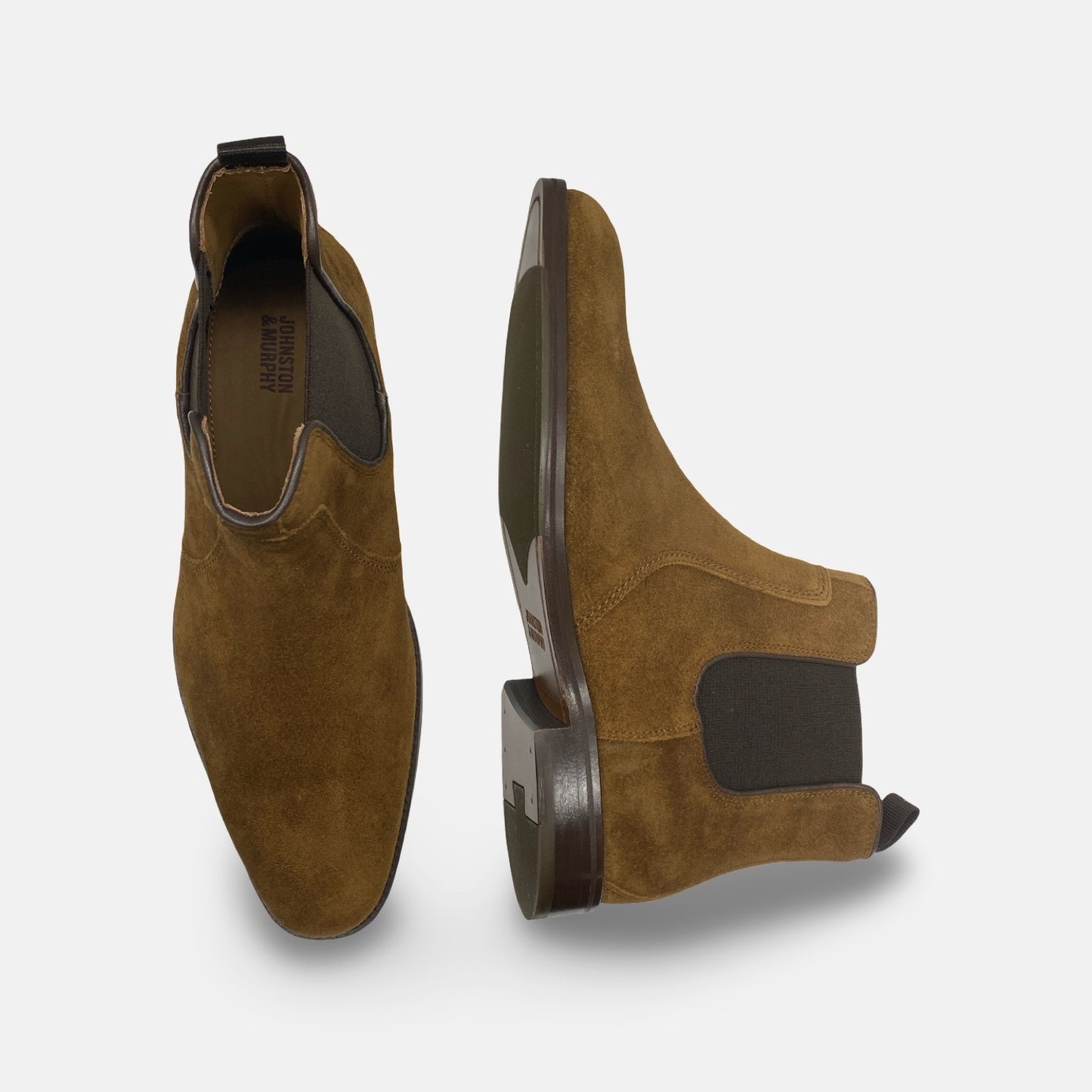 Johnston & murphy Suede Chelsea Boot "Meade" Dark Tan