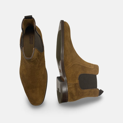 Johnston & murphy Suede Chelsea Boot "Meade" Dark Tan