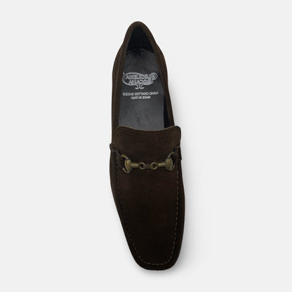 Calzoleria Toscana Brown Suede Italian Bit loafer
