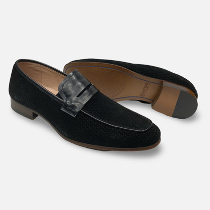 Mens Black Suede Stacy Adams Loafer Wyatt