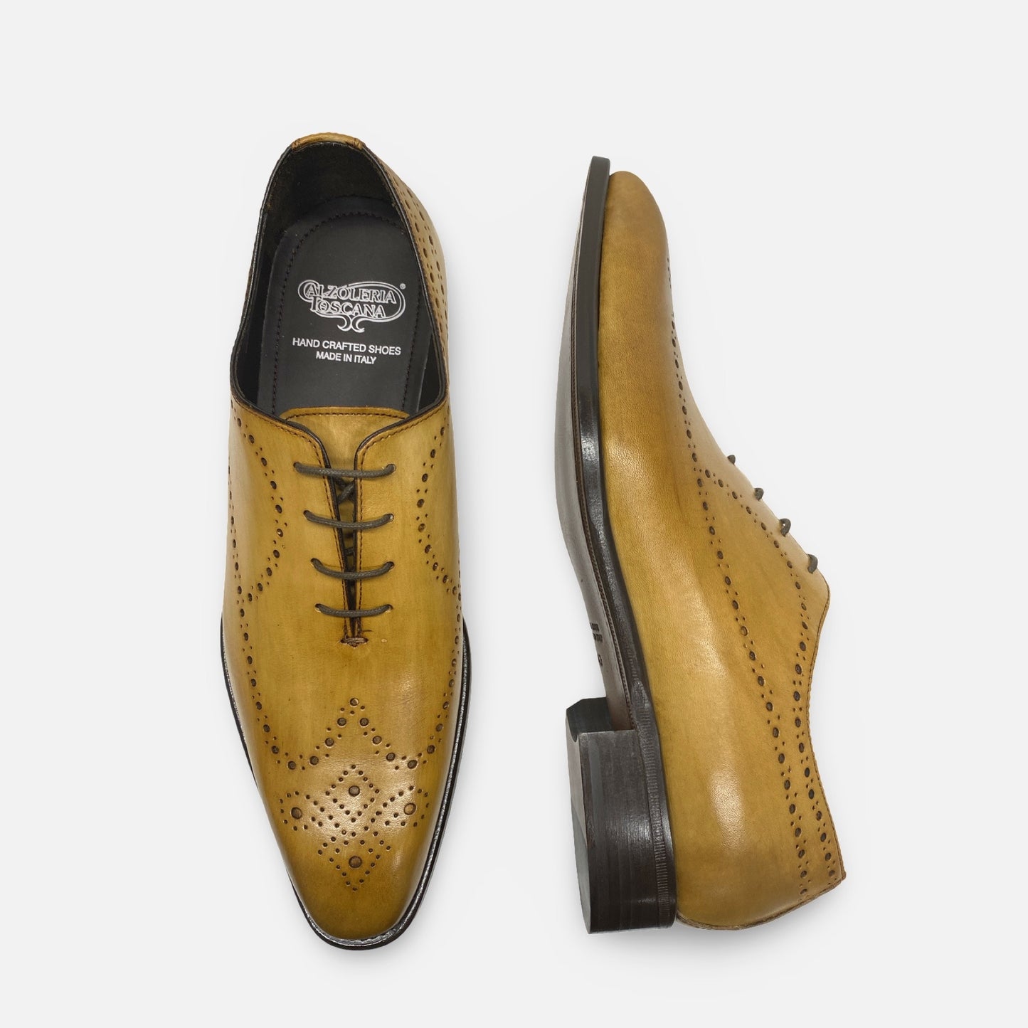 Calzoleria Toscana Chestnut Brogue Wingtip Italian Shoe 8712