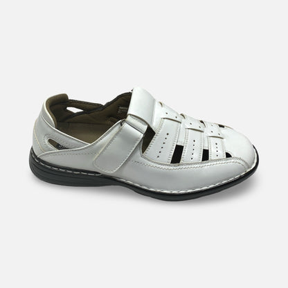 Stacy Adams White Soft Bottom Sandal "Bridgeport"