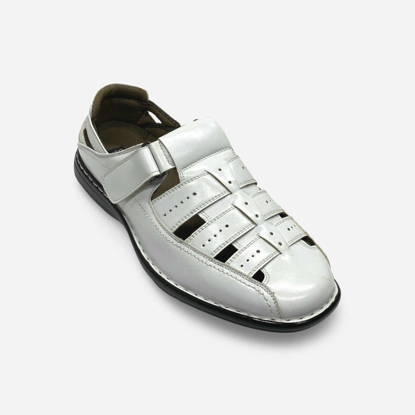 Stacy Adams White Soft Bottom Sandal "Bridgeport"