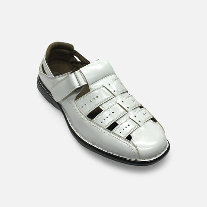 Stacy Adams White Soft Bottom Sandal "Bridgeport"