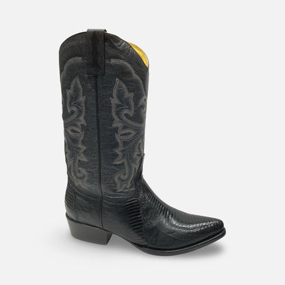 Safari Men's Lizard Teju Black J toe Wester Cowboy Boot