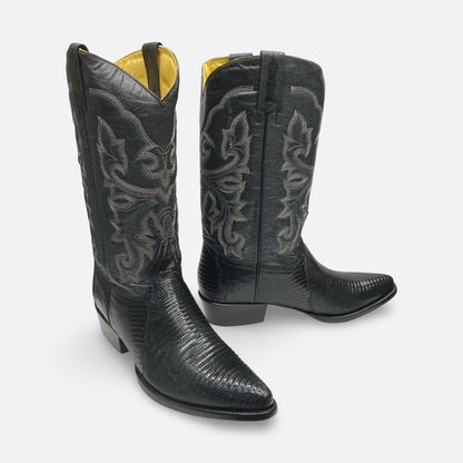 Safari Men's Lizard Teju Black J toe Wester Cowboy Boot