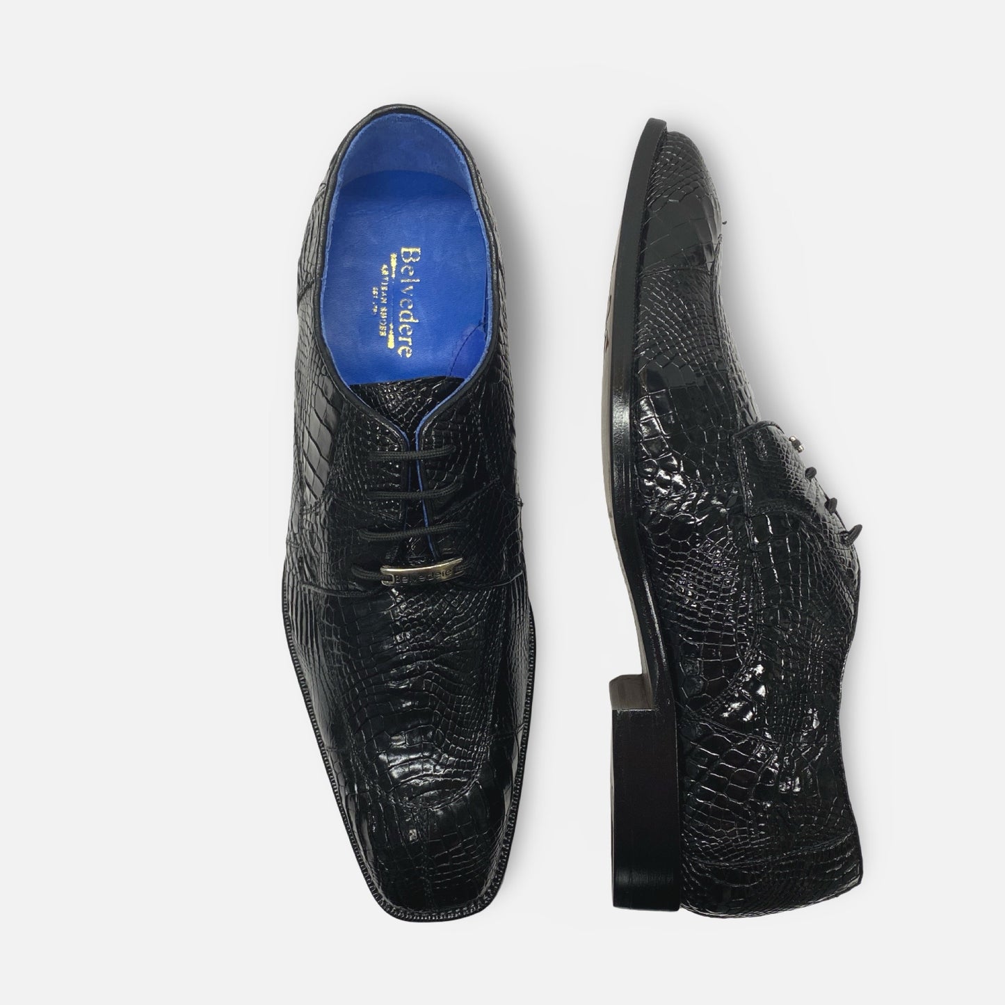 Belvedere Alligator Gray Black Shoe R60/Augusto