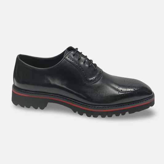 Carrucci Mens Black Lug Sole Soft Bottom Shoe