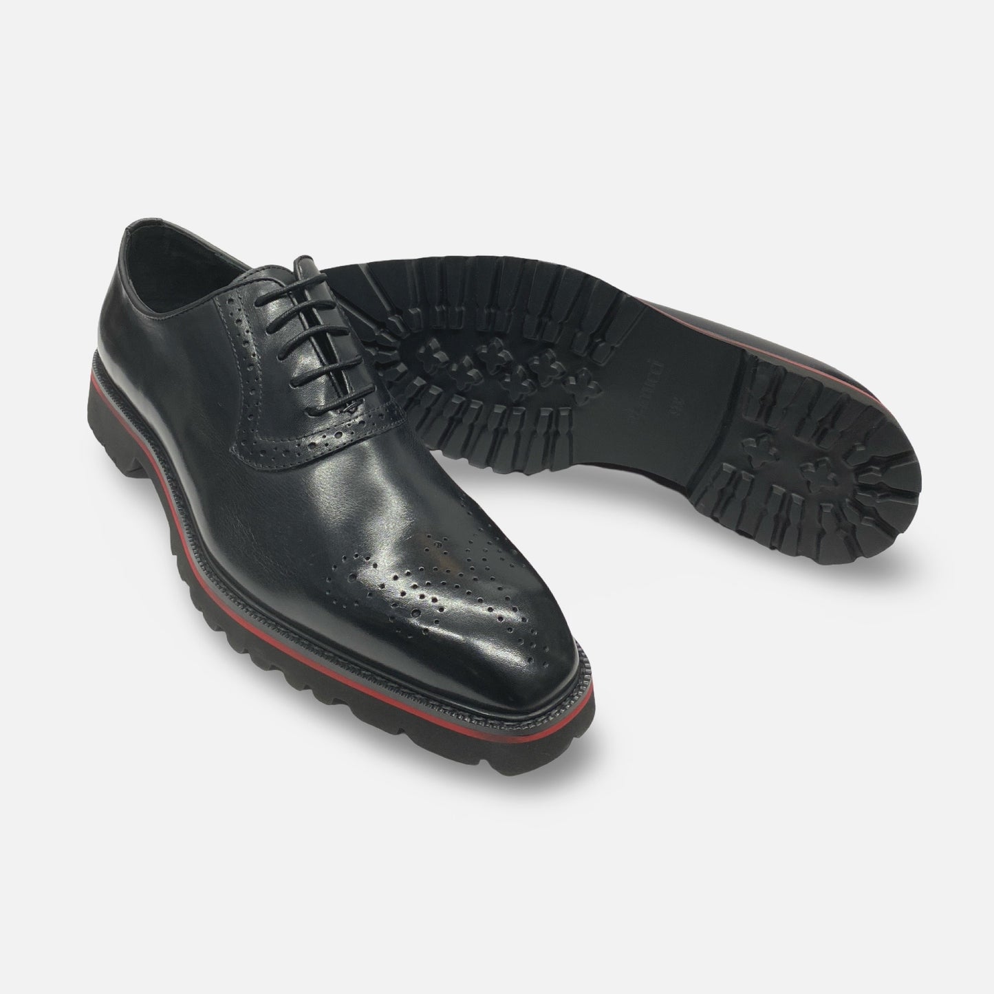 Carrucci Mens Black Lug Sole Soft Bottom Shoe