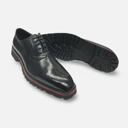 Carrucci Mens Black Lug Sole Soft Bottom Shoe