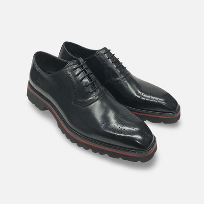 Carrucci Mens Black Lug Sole Soft Bottom Shoe