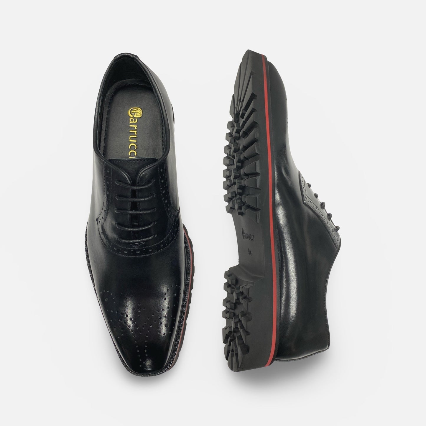 Carrucci Mens Black Lug Sole Soft Bottom Shoe