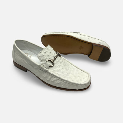 Ostrich Italian Bit Loafer Mens Shoe By Calzoleria Toscana