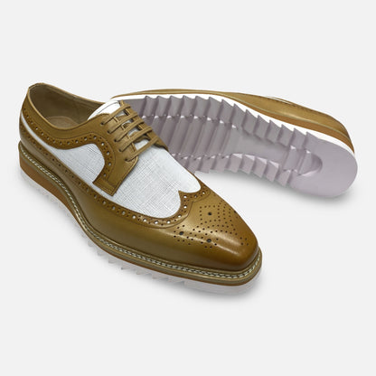 Giovanni Mens Wingtip Two tone White Soft Bottom | Tone | Latte/White
