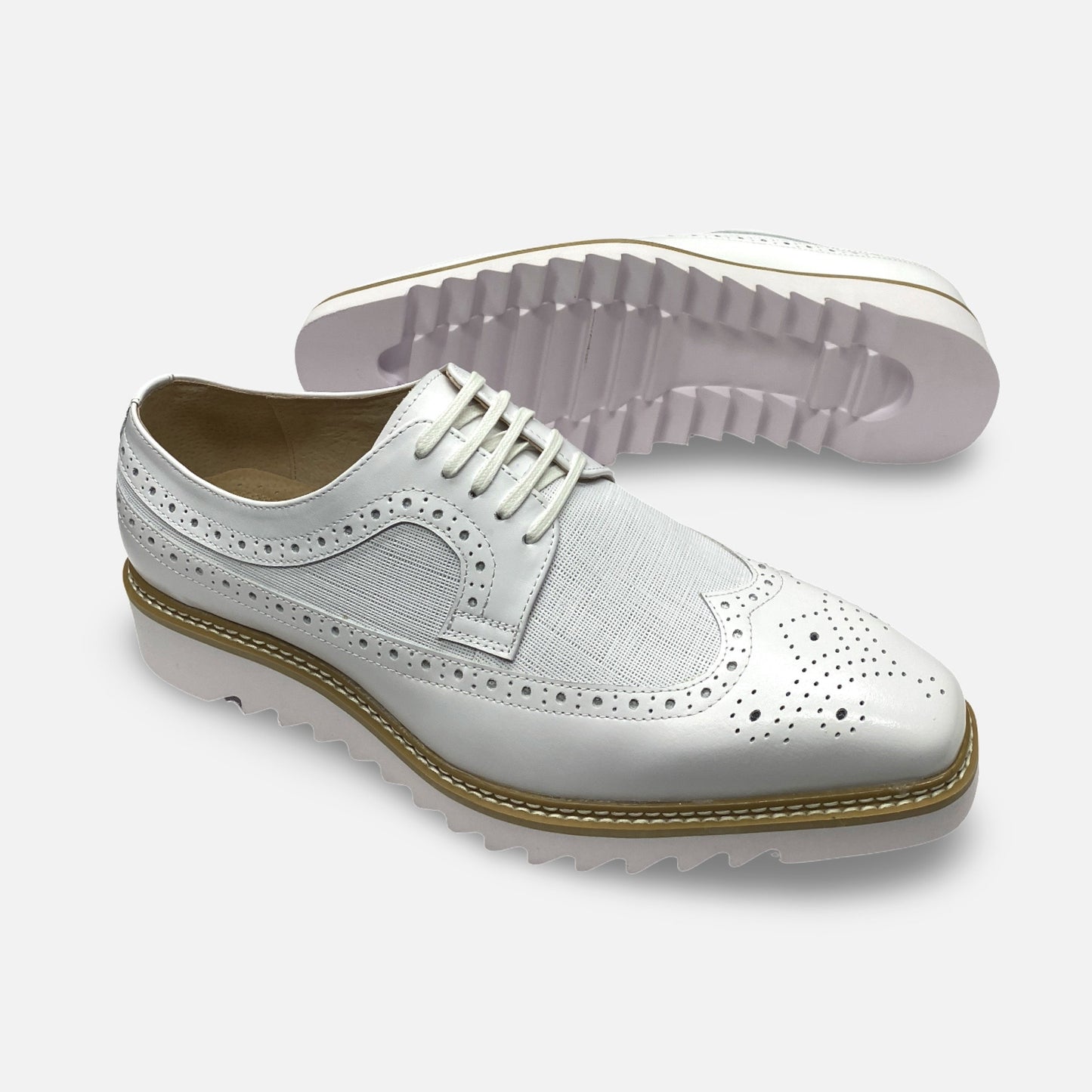 Giovanni Mens Wingtip Two tone White Soft Bottom | Tone | White