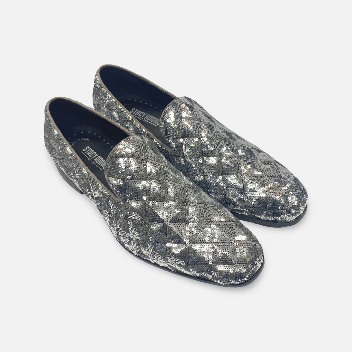 Stacy Adams Sequenced Tux Slip on Loafer Shoes Silver/Ardent | Size 10 M