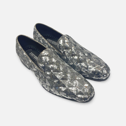 Stacy Adams Sequenced Tux Slip on Loafer Shoes Silver/Ardent | Size 10 M